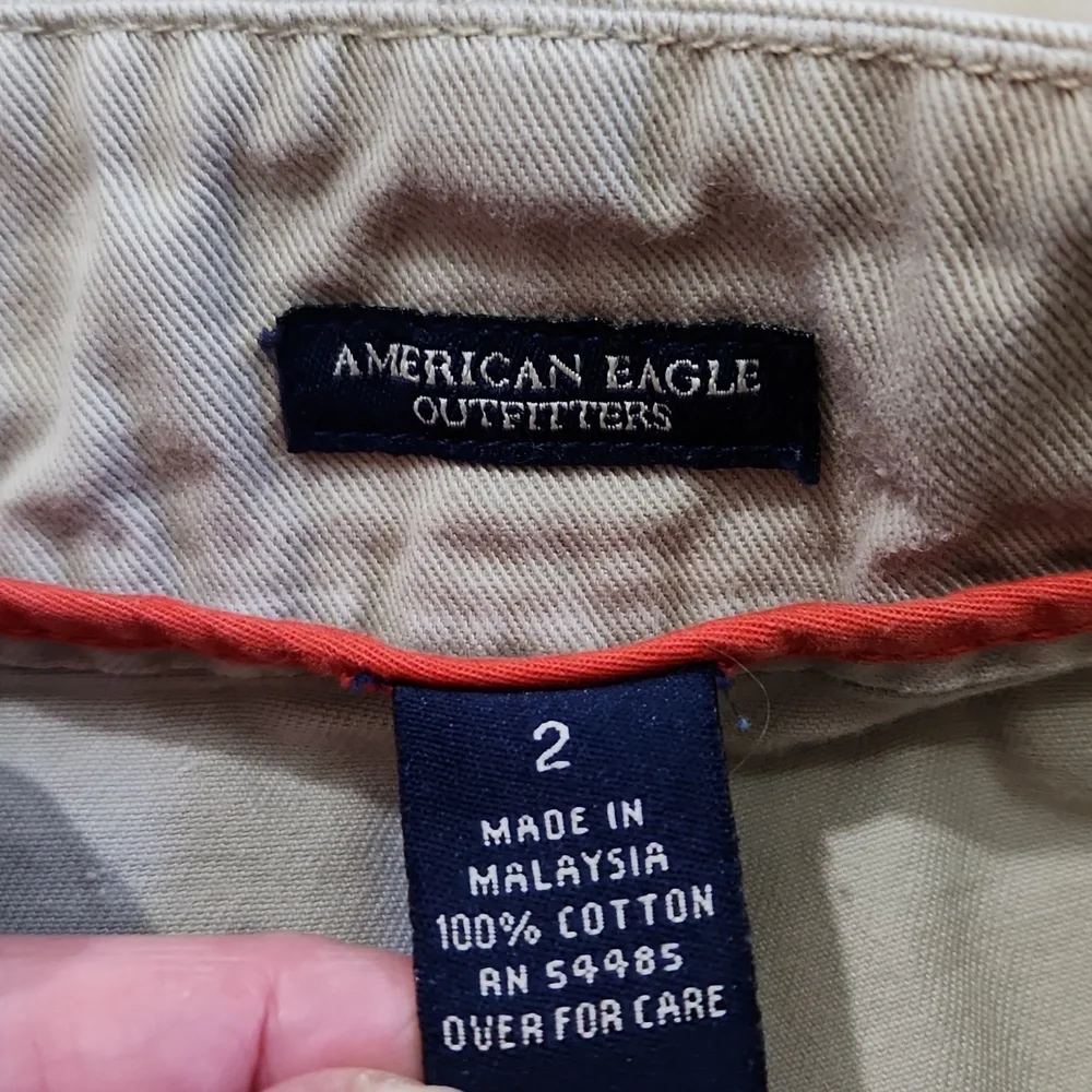 American Eagle Khaki Wide Belt Mini Skirt Size 2 100% Cotton Neutral Y2K Granola